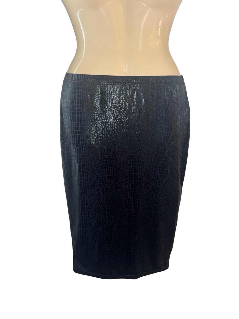 SHEIN Black Faux Croc Pencil Skirt